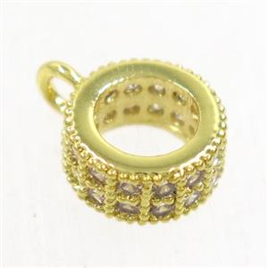 copper hanger bail paved zircon, gold plated, approx 8.5mm dia, 5mm hole [FDZN4182]