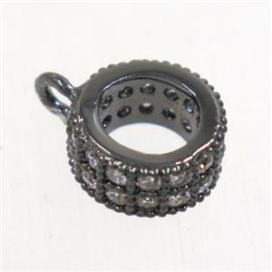 copper hanger bail paved zircon, black plated, approx 8.5mm dia, 5mm hole [FDZN4183]