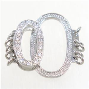 copper connector paved zircon, platinum plated, approx 11-25mm [FDZN4185]