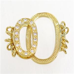 copper connector paved zircon, gold plated, approx 11-25mm [FDZN4186]