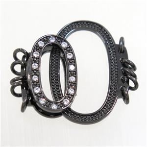 copper connector paved zircon, black plated, approx 11-25mm [FDZN4187]