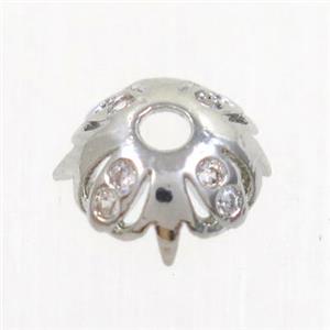 copper beadscap paved zircon, platinum plated, approx 8mm dia [FDZN4189]