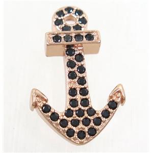 copper anchor pendant paved zircon, rose gold, approx 17x26mm [FDZN4276]