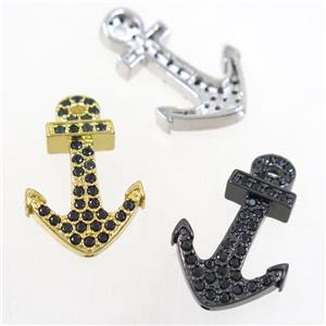 copper anchor pendant paved zircon, mix color, approx 17x26mm [FDZN4280]