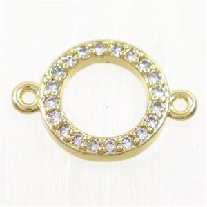 copper circle connector paved zircon, gold plated, approx 10mm dia [FDZN4295]