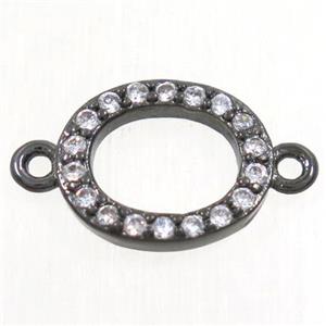 copper oval connector paved zircon, black plated, approx 8x10mm [FDZN4301]