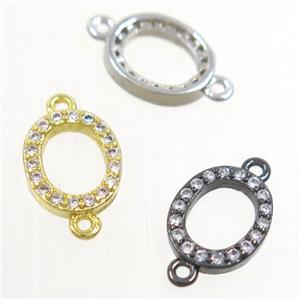 copper oval connector paved zircon, mix color, approx 8x10mm [FDZN4302]