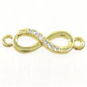 copper infinity connector paved zircon, gold plated, approx 5x12mm [FDZN4310]