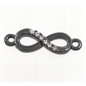 copper infinity connector paved zircon, black plated, approx 5x12mm [FDZN4311]