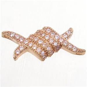 copper connector paved zircon, rose gold, approx 9-21mm [FDZN4329]