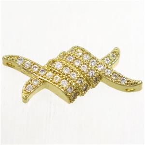 copper connector paved zircon, gold plated, approx 9-21mm [FDZN4331]