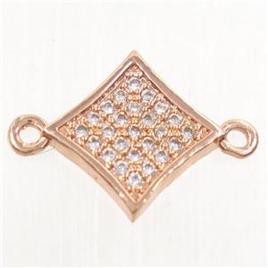 copper star connector paved zircon, rose gold, approx 9-13mm [FDZN4339]