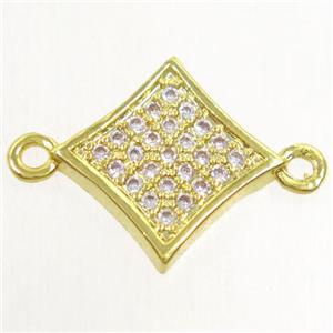 copper star connector paved zircon, gold plated, approx 9-13mm [FDZN4341]