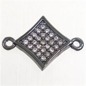 copper star connector paved zircon, black plated, approx 9-13mm [FDZN4342]