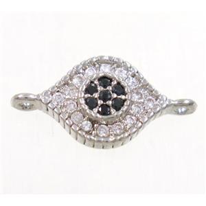 copper eye connector paved zircon, platinum plated, approx 8-10mm [FDZN4355]