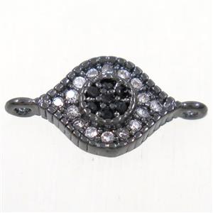 copper eye connector paved zircon, platinum plated, approx 8-10mm [FDZN4357]