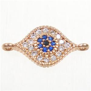 copper eye connector paved zircon, rose gold, approx 8-10mm [FDZN4359]