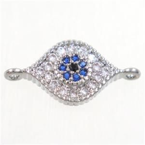 copper eye connector paved zircon, platinum plated, approx 8-10mm [FDZN4360]