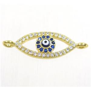 copper evil eye connector paved zircon, gold plated, approx 8-16mm [FDZN4365]