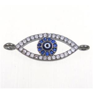 copper evil eye connector paved zircon, black plated, approx 8-16mm [FDZN4366]