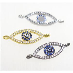 copper evil eye connector paved zircon, mix color, approx 8-16mm [FDZN4367]