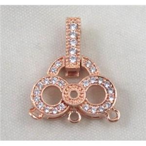 copper pendant paved zircon, rose gold plated, approx 17x20mm [FDZN437]