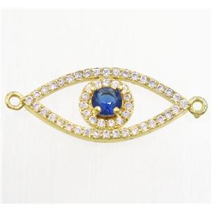 copper eye connector paved zircon, gold plated, approx 10-22mm [FDZN4370]
