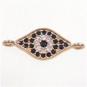 copper eye connector paved zircon, rose gold, approx 8-13mm [FDZN4377]