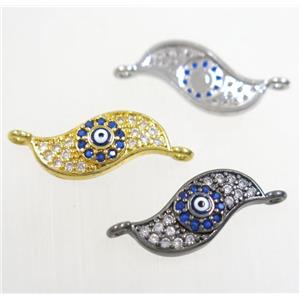 copper connector paved zircon with evil eye, blade vane, mix color, approx 7-17mm [FDZN4386]