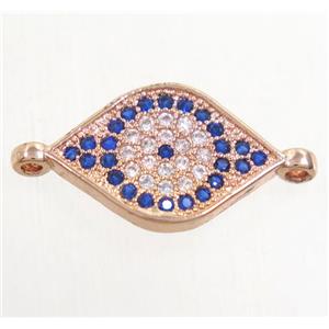 copper eye connector paved zircon, rose gold, approx 10-14mm [FDZN4387]