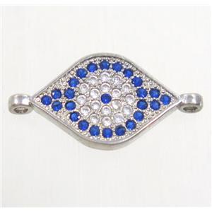 copper eye connector paved zircon, platinum plated, approx 10-14mm [FDZN4388]