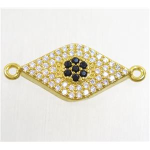 copper eye connector paved zircon, gold plated, approx 11-20mm [FDZN4394]