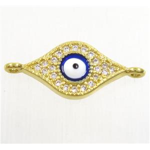 copper evil eye connector paved zircon, gold plated, approx 9.5-16mm [FDZN4398]