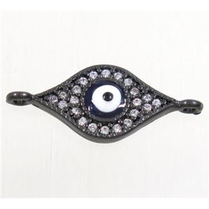 copper evil eye connector paved zircon, black plated, approx 9.5-16mm [FDZN4399]