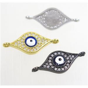 copper evil eye connector paved zircon, mix color, approx 9.5-16mm [FDZN4400]