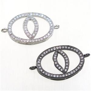 copper oval connector paved zircon with lip, mix color, approx 14-20mm [FDZN4406]