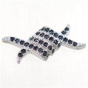 copper connector paved zircon, platinum plated, approx 9-21mm [FDZN4413]