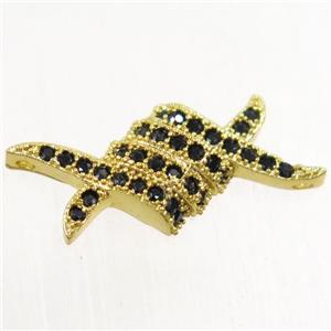 copper connector paved zircon, gold plated, approx 9-21mm [FDZN4414]