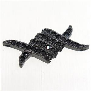 copper connector paved zircon, black plated, approx 9-21mm [FDZN4415]