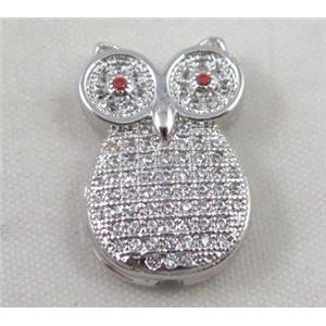 copper spacer bead paved zircon, platinum plated, approx 13x20mm [FDZN442]