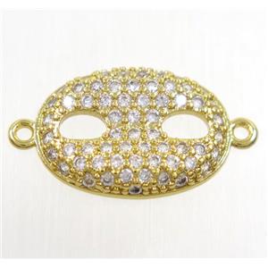 copper eyepatch connector paved zircon, gold plated, approx 12.5-18mm [FDZN4427]