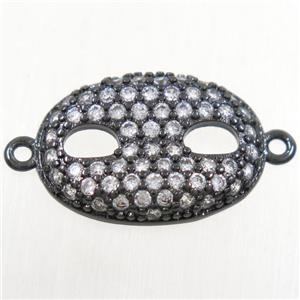 copper eyepatch connector paved zircon, black plated, approx 12.5-18mm [FDZN4428]