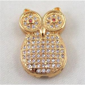 copper spacer bead paved zircon, gold plated, approx 13x20mm [FDZN443]