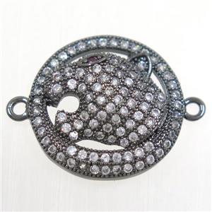 copper pantherhead connector paved zircon, black plated, approx 19mm dia [FDZN4442]