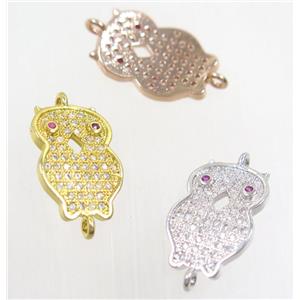 copper owl connector paved zircon, mix color, approx 12-18mm [FDZN4447]