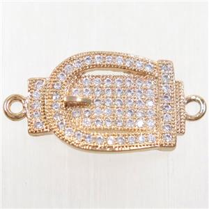 copper buckle connector paved zircon, rose gold, approx 13-19mm [FDZN4453]