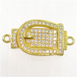 copper buckle connector paved zircon, gold plated, approx 13-19mm [FDZN4455]