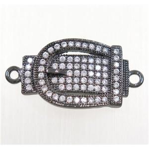 copper buckle connector paved zircon, black plated, approx 13-19mm [FDZN4456]