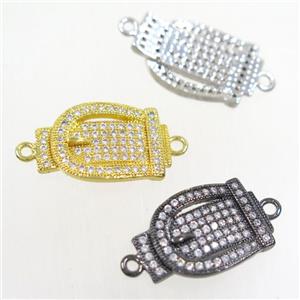 copper buckle connector paved zircon, mix color, approx 13-19mm [FDZN4457]