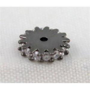 copper bead paved zircon, black, approx 8mm dia [FDZN446]